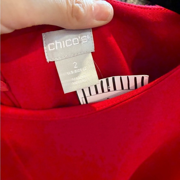 Chico's Vibrant Red dress with balloon sleeves size 12 - Picture 2 of 3